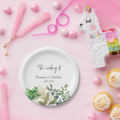 ボタエレガントニカルリーフ結婚式招待状 ペーパープレート (パーティー)