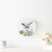 ボタエレガントニカルリーフ結婚式招待状 ラウンド壁時計 (ホーム)