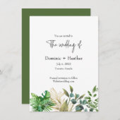 ボタエレガントニカルリーフ結婚式招待状 招待状 (正面/裏面)