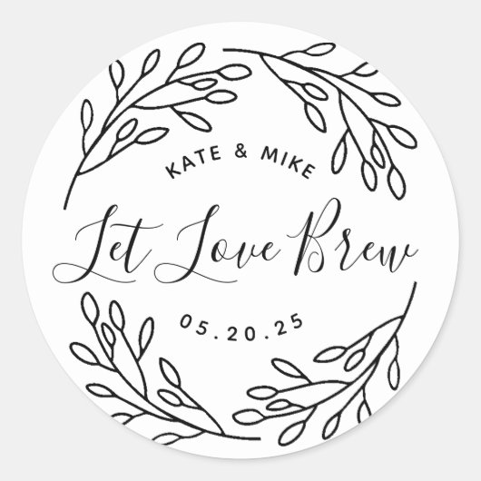 ボタエレガントニカルレットラブブリュー結婚式の引き出物 ラウンドシール (正面)