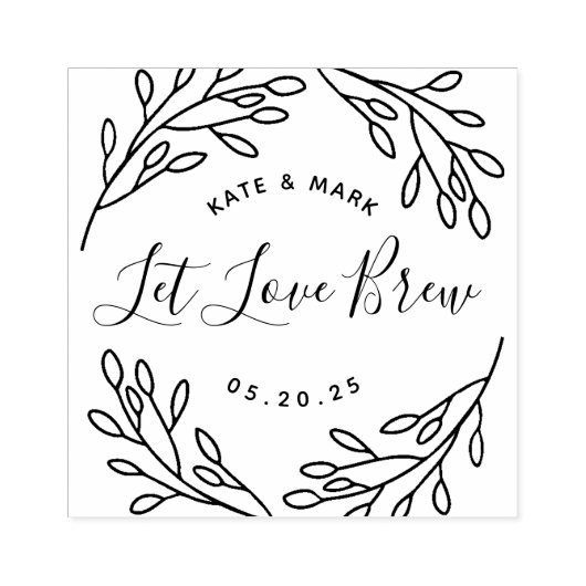 ボタエレガントニカルレットラブブリュー結婚式の引き出物 ラバースタンプ (インプリント)