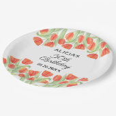 ボタエレガントニカルレッドチューリップ50誕生日 ペーパープレート (アングル)