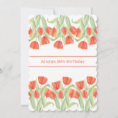 ボタエレガントニカルレッドチューリップ50誕生日 招待状 (裏面)