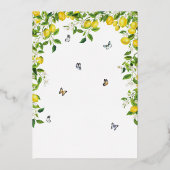 ボタエレガントニカルレモ結婚ン金ゴールド 箔招待状 (裏面)