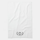 ボタエレガントニカルローレルカスタムモノグラム名 キッチンタオル (縦)