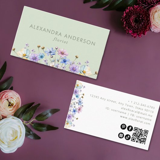 ボタエレガントニカルワイルドフラワーQRコード 名刺