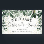 ボタエレガントニック・グリ結婚ーナリーの歓迎の背景 横断幕<br><div class="desc">植物の水彩緑の誕生日のお祝いバナー</div>