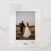 ボタエレガントニファンシーック結婚スクリプトの写真 箔招待状 (裏面)