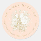 ボタエレガントフランスのニカルフローラ差出人住所 ラウンドシール (正面)