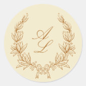ボタエレガントミニマルニカル弓リース結婚ズ ラウンドシール (正面)