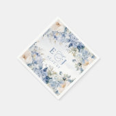 ボタエレガントモダンニカルダスティブルーフローラ結婚ズ スタンダードカクテルナプキン (角)