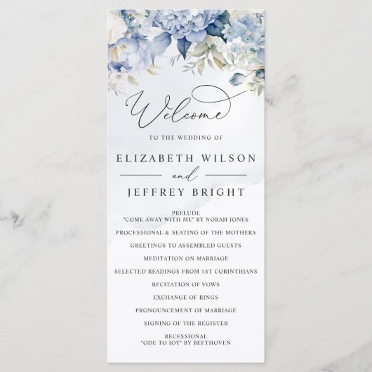 ボタエレガントモダンニカルダスティブルーフローラ結婚ズ プログラム (正面)