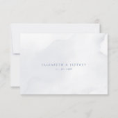 ボタエレガントモダンニカルダスティブルーフローラ結婚ズ 出欠カード (裏面)