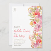 ボタエレガントンのボホワイルドフラワー3枚結婚の写真 招待状 (正面)