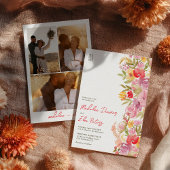 ボタエレガントンのボホワイルドフラワー3枚結婚の写真 招待状