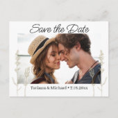 ボタエレガントンシンプルボホフォト日付を保存 案内ポストカード (正面)