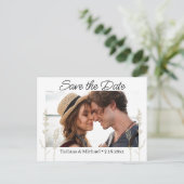 ボタエレガントンシンプルボホフォト日付を保存 案内ポストカード (スタンド正面)