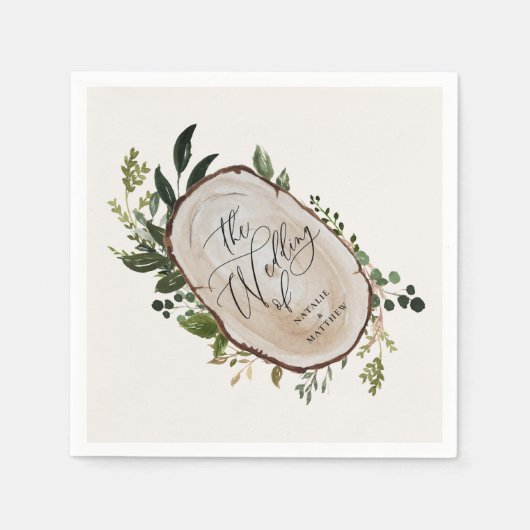 ボタエレガントン素朴カル緑の結婚式 スタンダードカクテルナプキン (正面)