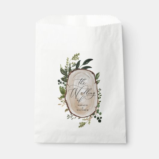 ボタエレガントン素朴カル緑の結婚式 フェイバーバッグ (正面)