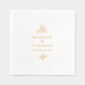 ボタエレガントン結婚スカスタム実在金ゴールド 箔ナプキン (正面)