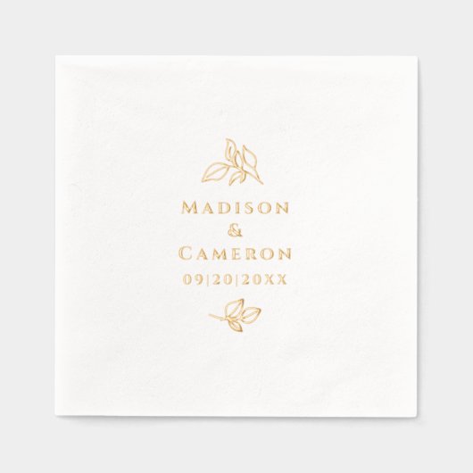 ボタエレガントン結婚スカスタム実在金ゴールド 箔ナプキン (正面)