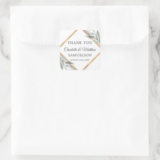 ボタエレガントン葉結婚の金ゴールド スクエアシール (バッグ)