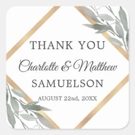 ボタエレガントン葉結婚の金ゴールド スクエアシール