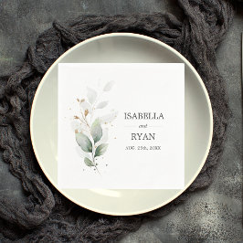 ボタエレガントン葉金ゴールド結婚グリーン スタンダードカクテルナプキン