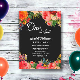 ボタカラフルニカルガーデンボホフローラ1st誕生日 招待状