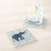 ボタカラフルニカルチラシ象イラストレーション ガラスコースター (アングル)