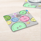 ボタカラフルンイラストレーション スクエアペーパーコースター (アングル)