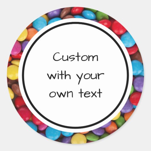 ボタカラフルンキャンディカスタム文字 ラウンドシール (正面)