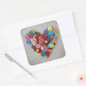 ボタカラフルンハート スクエアシール (封筒)