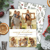 ボタスタイリッシュニカル4フォトコラージュクリスマス シーズンカード