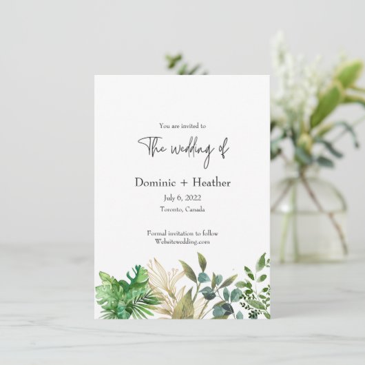 ボタニエレガントカルおよびフォト結婚式招待状 招待状 (スタンド正面)