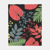 ボタニエレガントカルの黒と色のモダン装飾 フリースブランケット (正面)