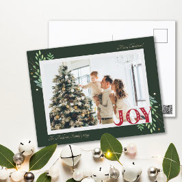 ボタニエレガントカルクリスマスファミリーフォトジョイポストカード シーズンポストカード