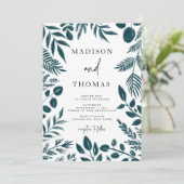 ボタニエレガントカルティール(緑がかった色)ブルー結婚ズ 招待状 (スタンド正面)