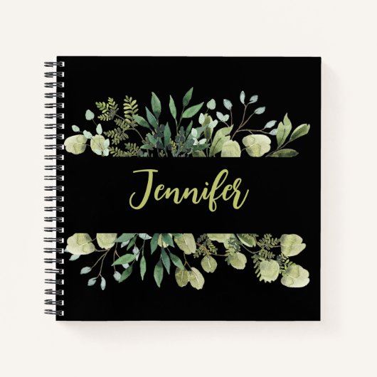 ボタニエレガントカルフレーム離れブラック ノートブック (正面)