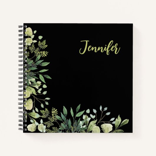 ボタニエレガントカルフレーム離れブラック ノートブック (正面)