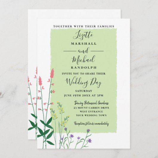 ボタニエレガントカルフローラグリモダンン結婚ズ 招待状 (正面/裏面)