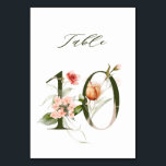 ボタニエレガントカルフローラ番号10、 テーブルナンバー<br><div class="desc">赤面ピンク、桃飾、赤、焦げオレンジと緑の花と葉の水色のイラストレーションを備えた緑の番号を備えた表のナンバーカード。このテーブル番号は、結婚式、卒業式、赤ちゃんシャワー、ブライダルシャワー、記念日、その他のイベントに最適。表10.利用可能な番号をすべて確認する。</div>