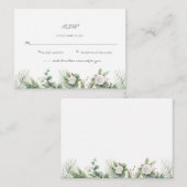 ボタニエレガントカルフローラ葉ウェディングRSVP ノートカード (正面/裏面)