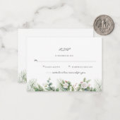 ボタニエレガントカルフローラ葉ウェディングRSVP ノートカード (正面/裏面インサイチュ)