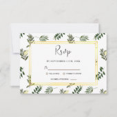 ボタニエレガントカル水モダン色素朴結婚ズ 出欠カード (正面)