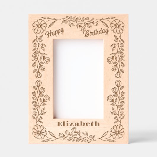 ボタニエレガントカル縁ど誕生日と名前 レーザー彫刻フレーム (正面)