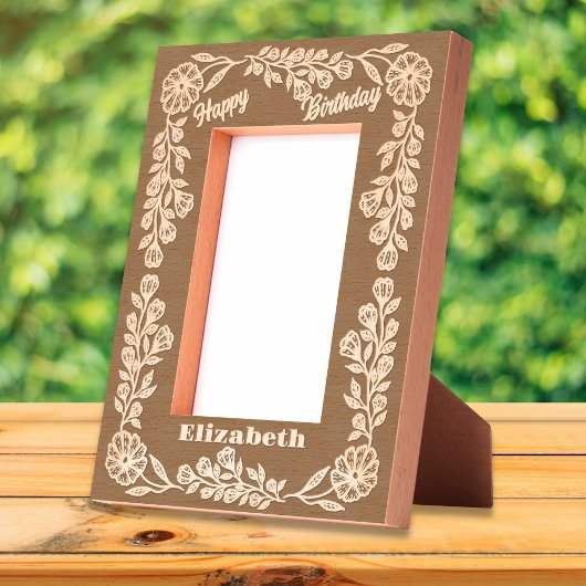 ボタニエレガントカル縁ど誕生日と名前 レーザー彫刻フレーム