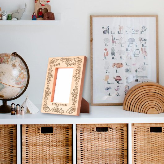 ボタニエレガントカル縁ど誕生日と名前 レーザー彫刻フレーム