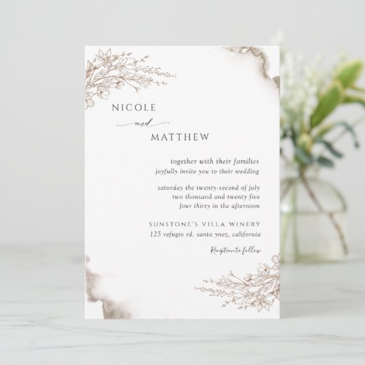 ボタニエレガントカル自然、トーンウォーター結婚カラー 招待状 (スタンド正面)