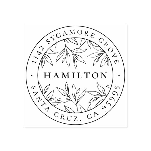 ボタニエレガントカル葉の姓差出人住所 ラバースタンプ (インプリント)